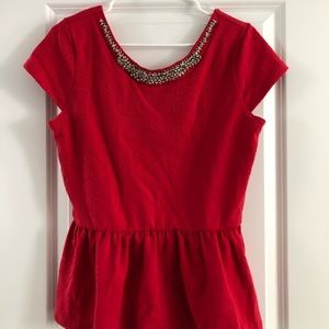 Francesca’s beaded red peplum top